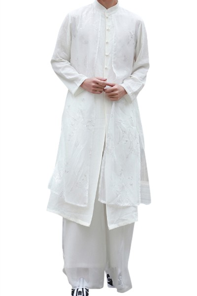 Chinese Tang costume men's Han suit Chinese Style Men's costume ancient costume long gown meditation suit Taoist robe Xianqi Kung Fu SHIRT CREW drama suit SKF001 detail view-3